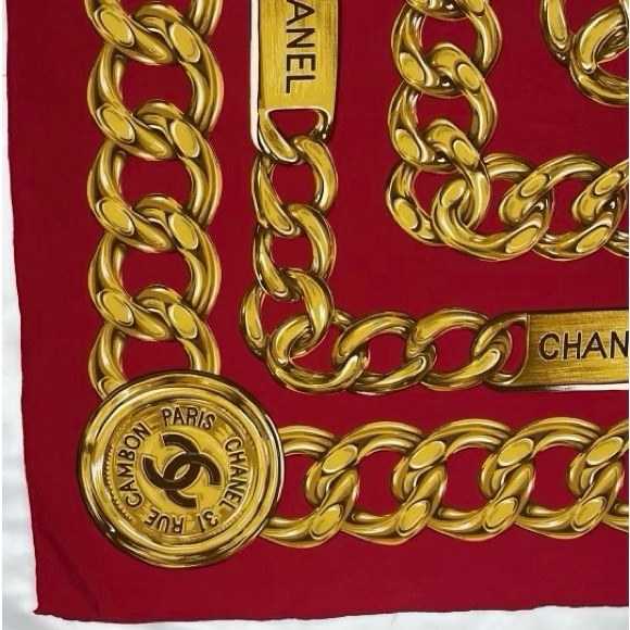 Huge Chanel Vintage silk scarf - chain link design - w/ authenticity certificate - Picture 4 of 7